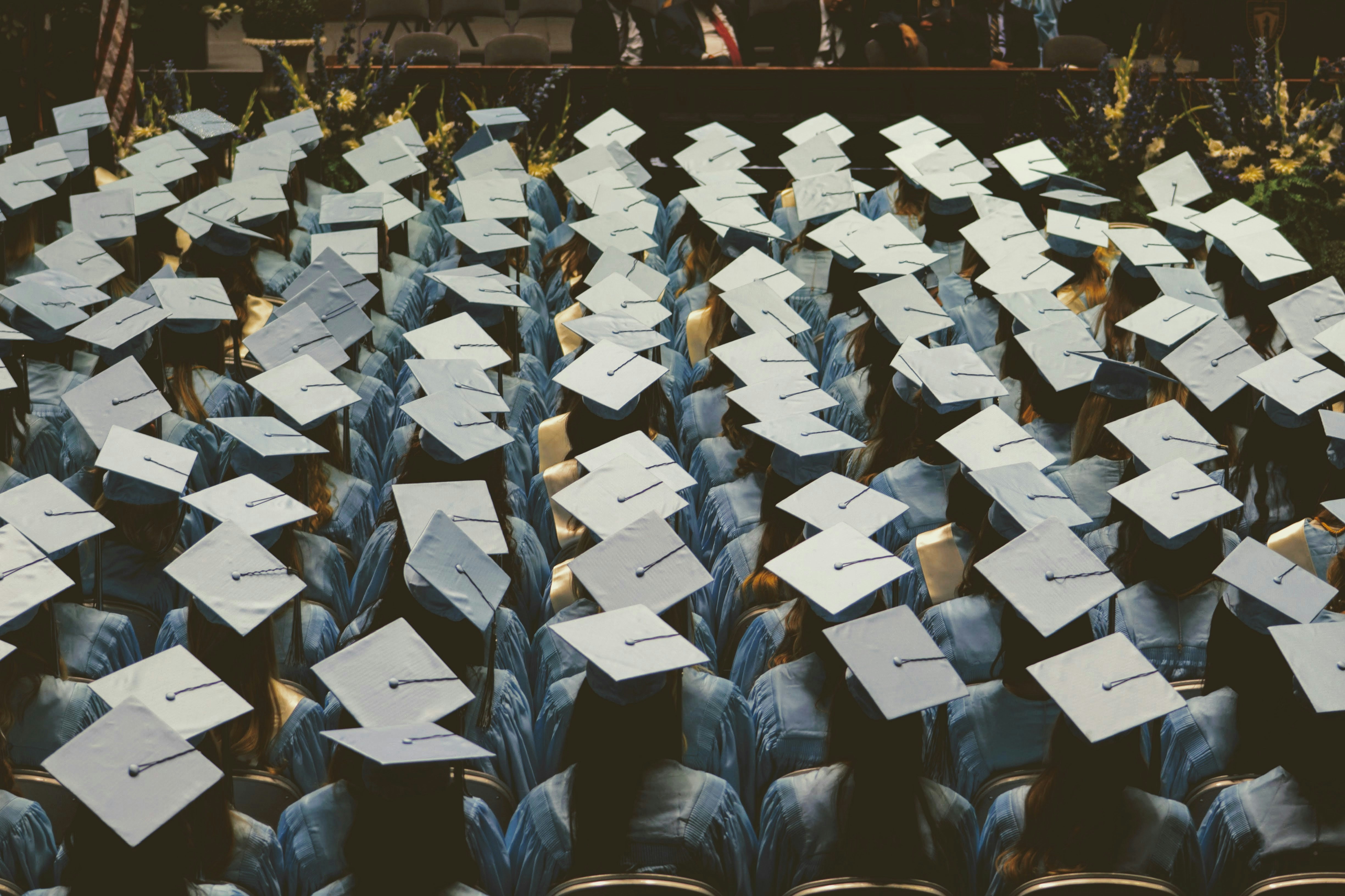 Graduation caps at commencement